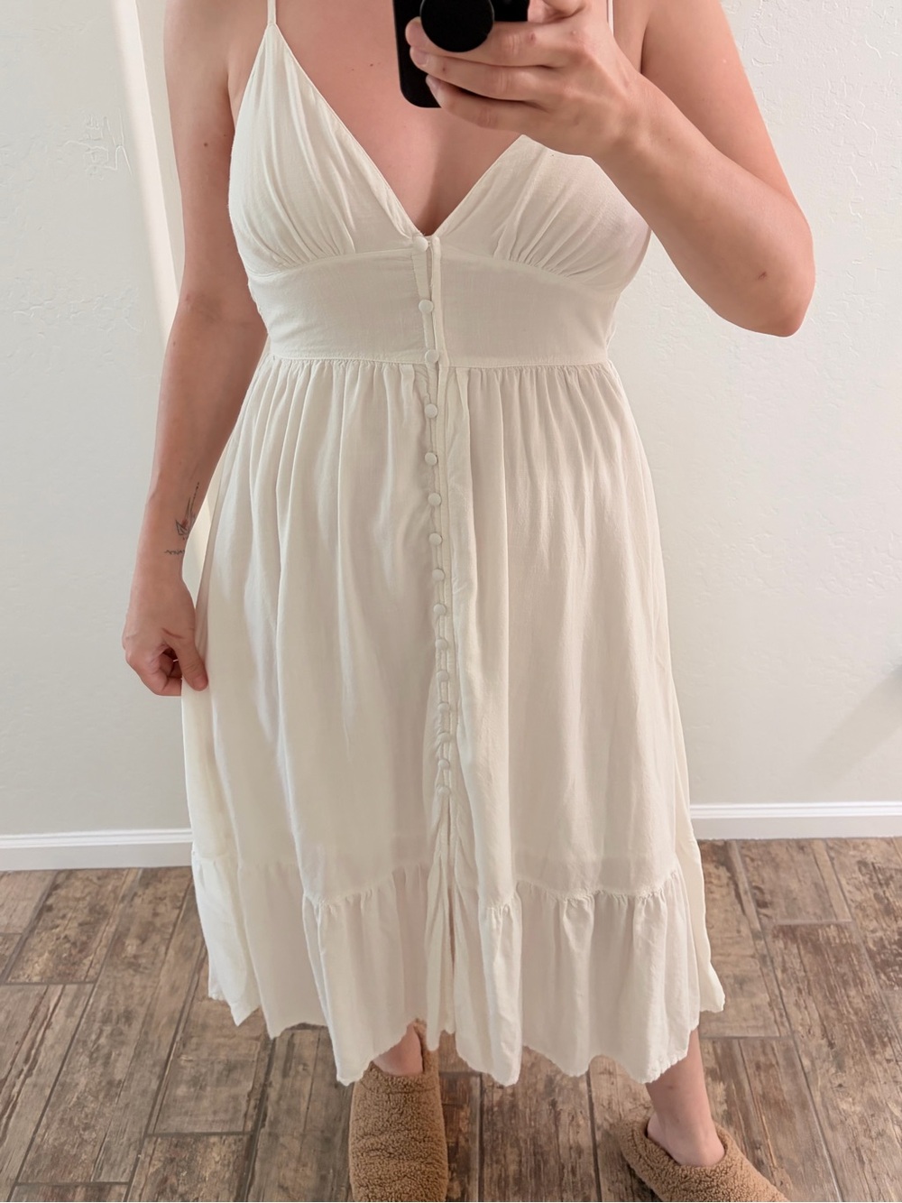 Women’s Cream Button-Front Summer Dress